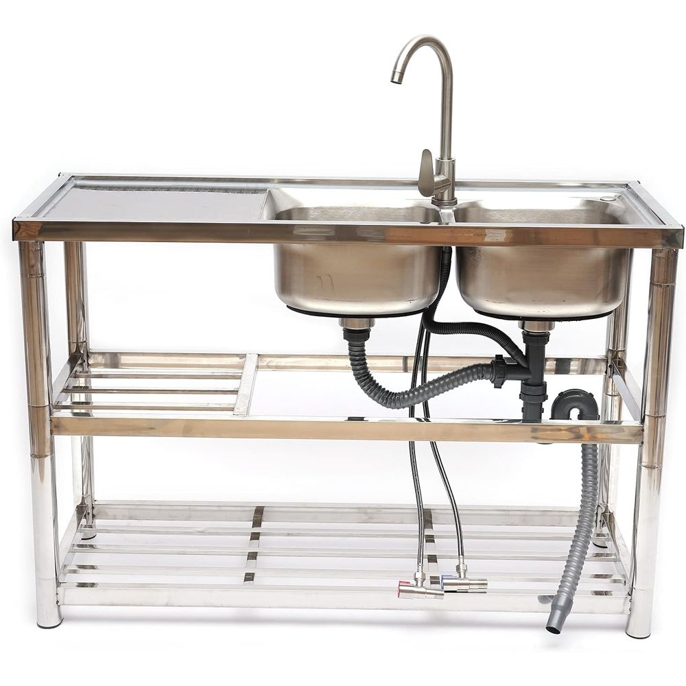 Commercial Kitchen Double Sink - حوض غسيل مزدوج من الفولاذ المقاوم
