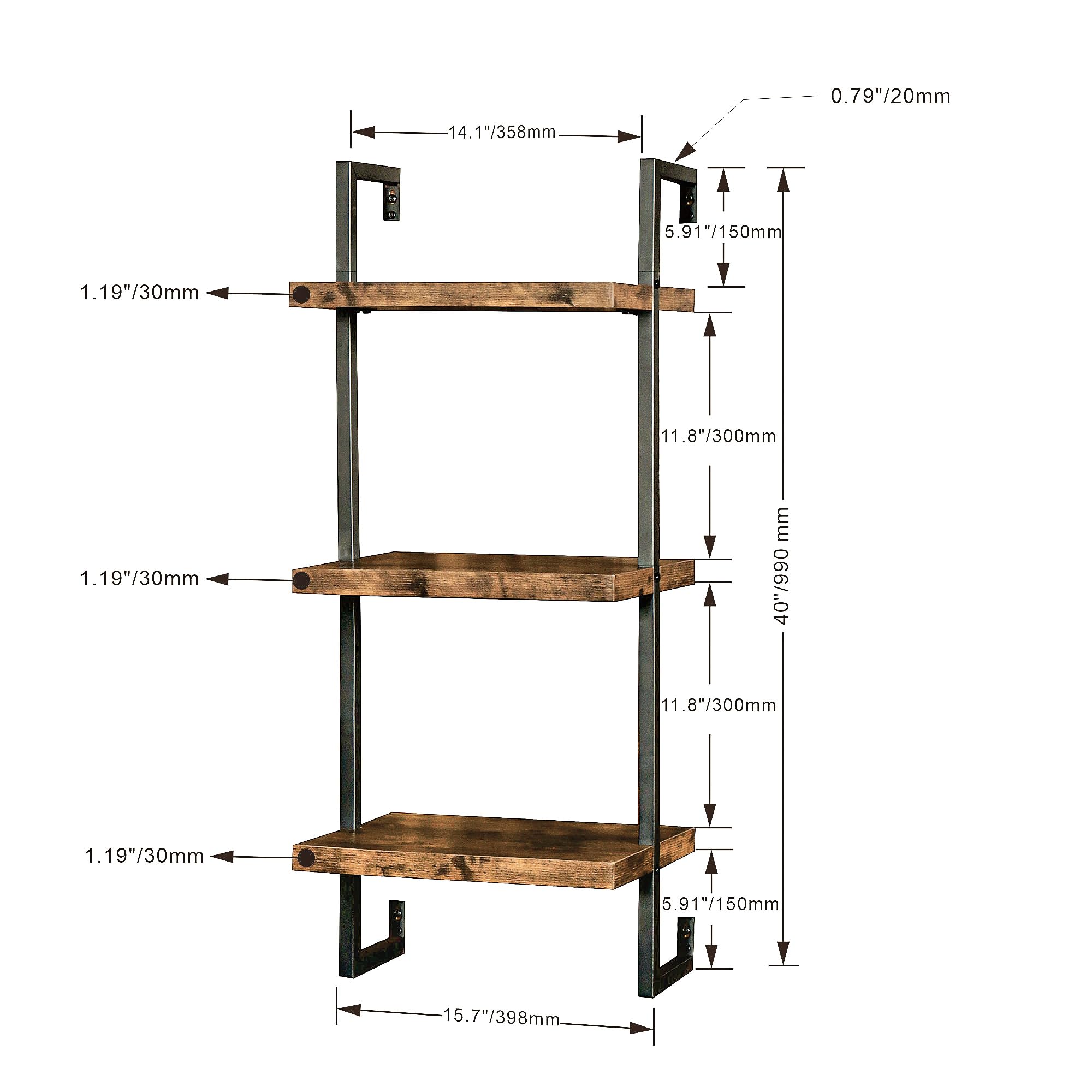 Wall Shelf Commercial Kitchen - رفوف حائط عائمة ثلاثية الطبقات بسعة
