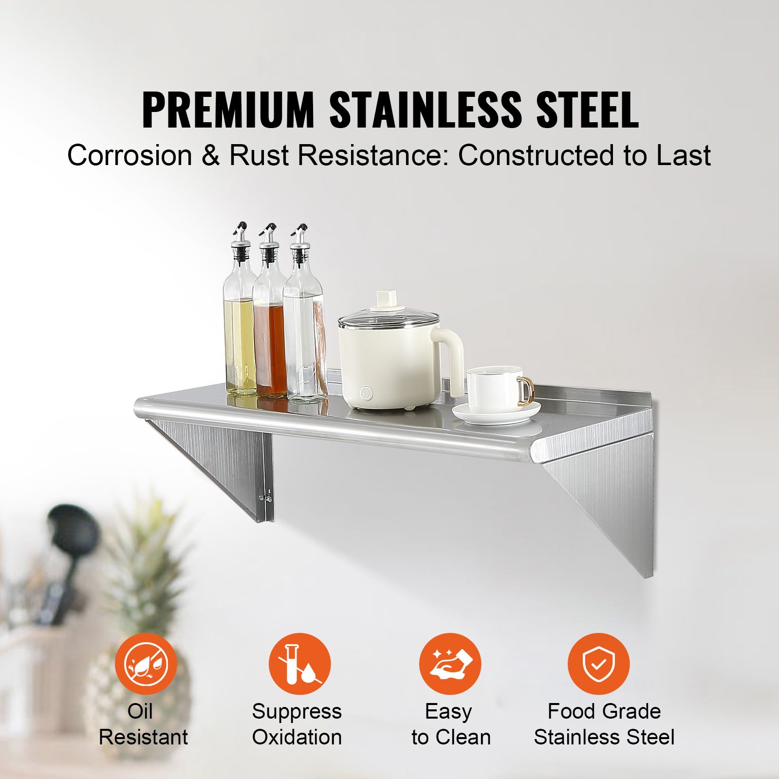 Wall Shelf Commercial Kitchen - رف من الفولاذ المقاوم للصدأ مقاس