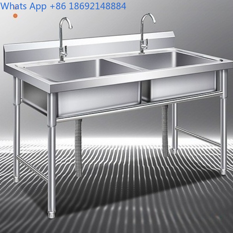Commercial Kitchen Double Sink - حوض تجاري من الفولاذ المقاوم للصدأ