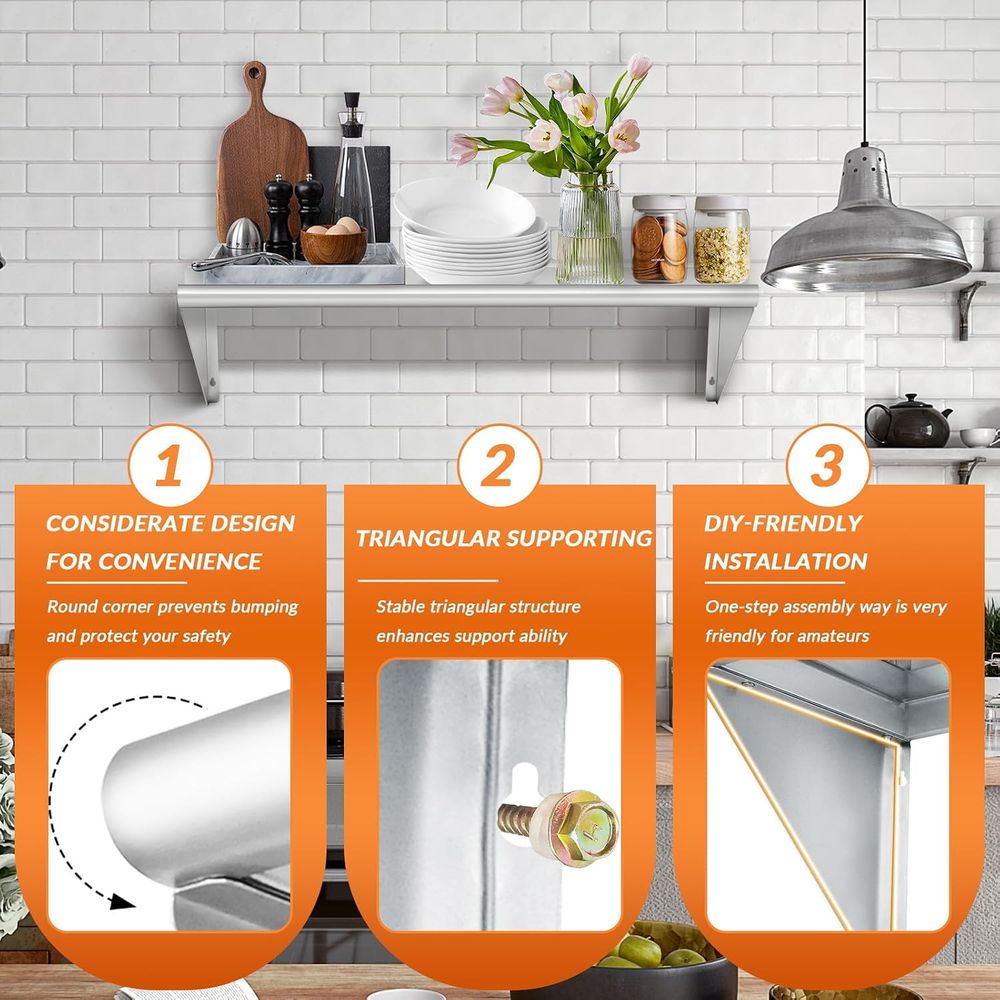 رفوف تخزين تجارية من الفولاذ ا - مراجعة Wall Shelf Commercial Kitchen وسعره