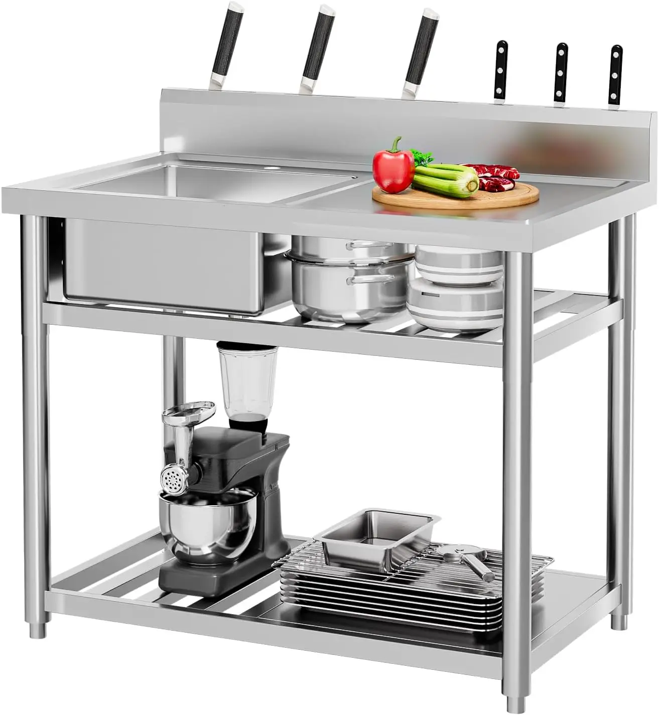حوض متعدد الاستخدامات من الفول - مراجعة Commercial Kitchen Double Sink وسعره