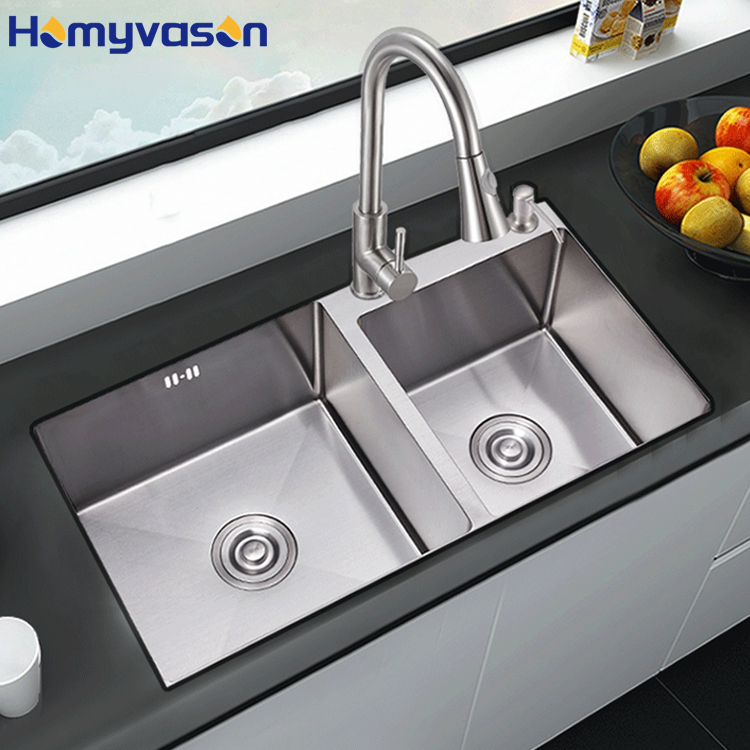 حوض مطبخ فاخر مزدوج مصنوع يدوي - مراجعة Commercial Kitchen Double Sink وسعره