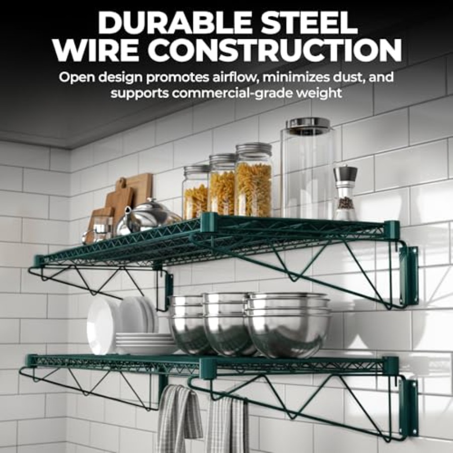 رف حائط من الأسلاك الخضراء الم - مراجعة Wall Shelf Commercial Kitchen وسعره